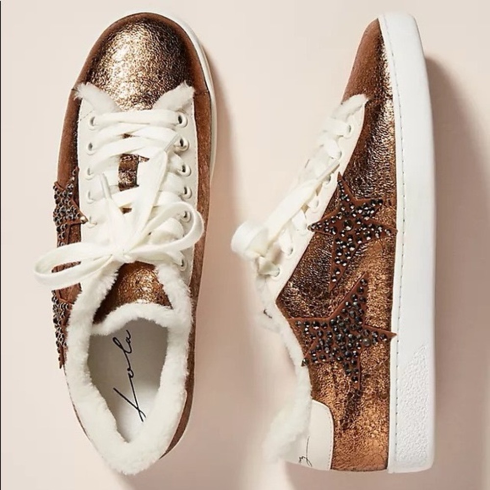 $265 MRSP Anthropologie | Lola Cruz Metallic Star Sneakers US 8-8.5 / EU 39